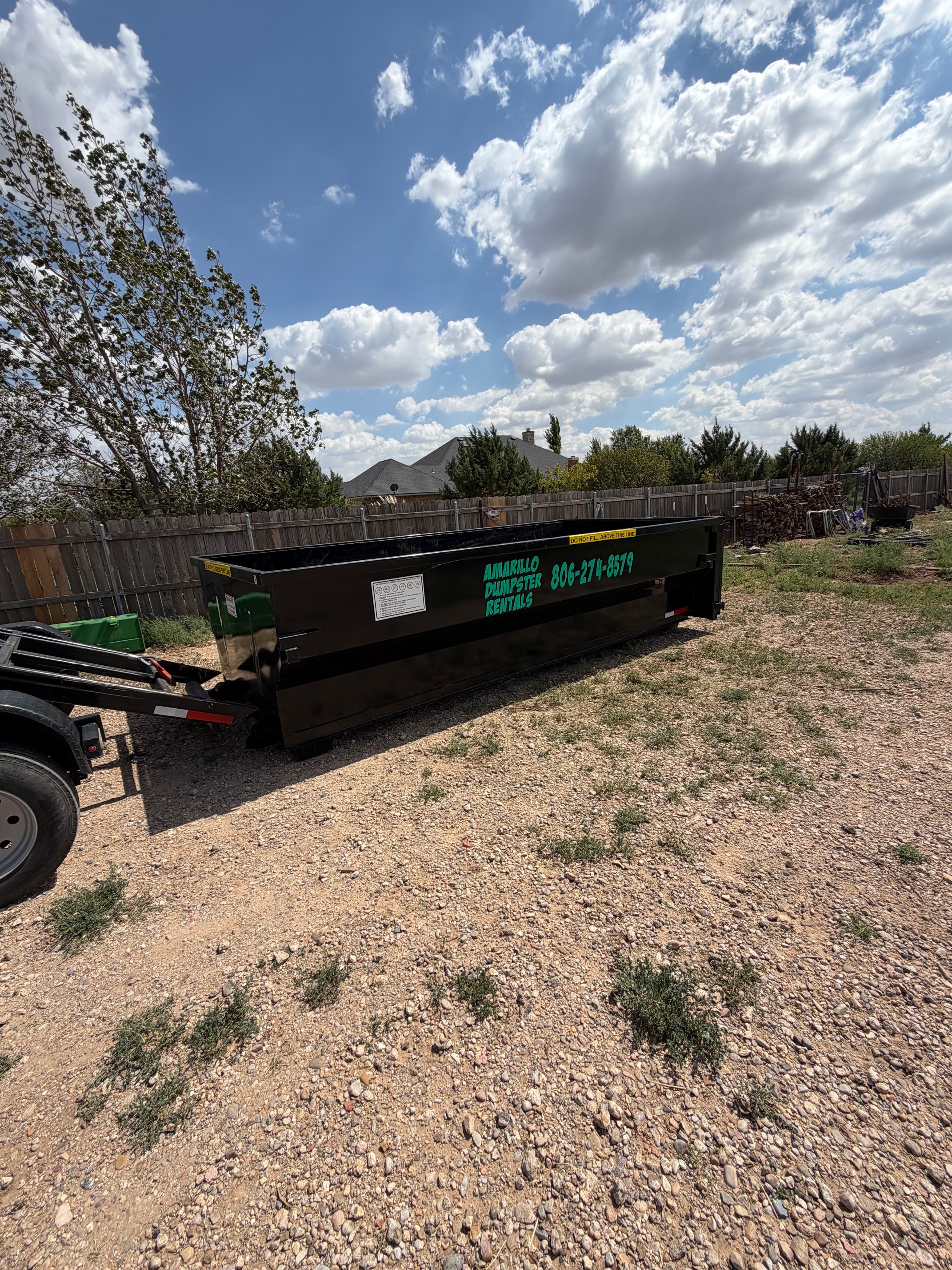 ADR Dumpster — Gravel Lot Delivery — Amarillo, TX